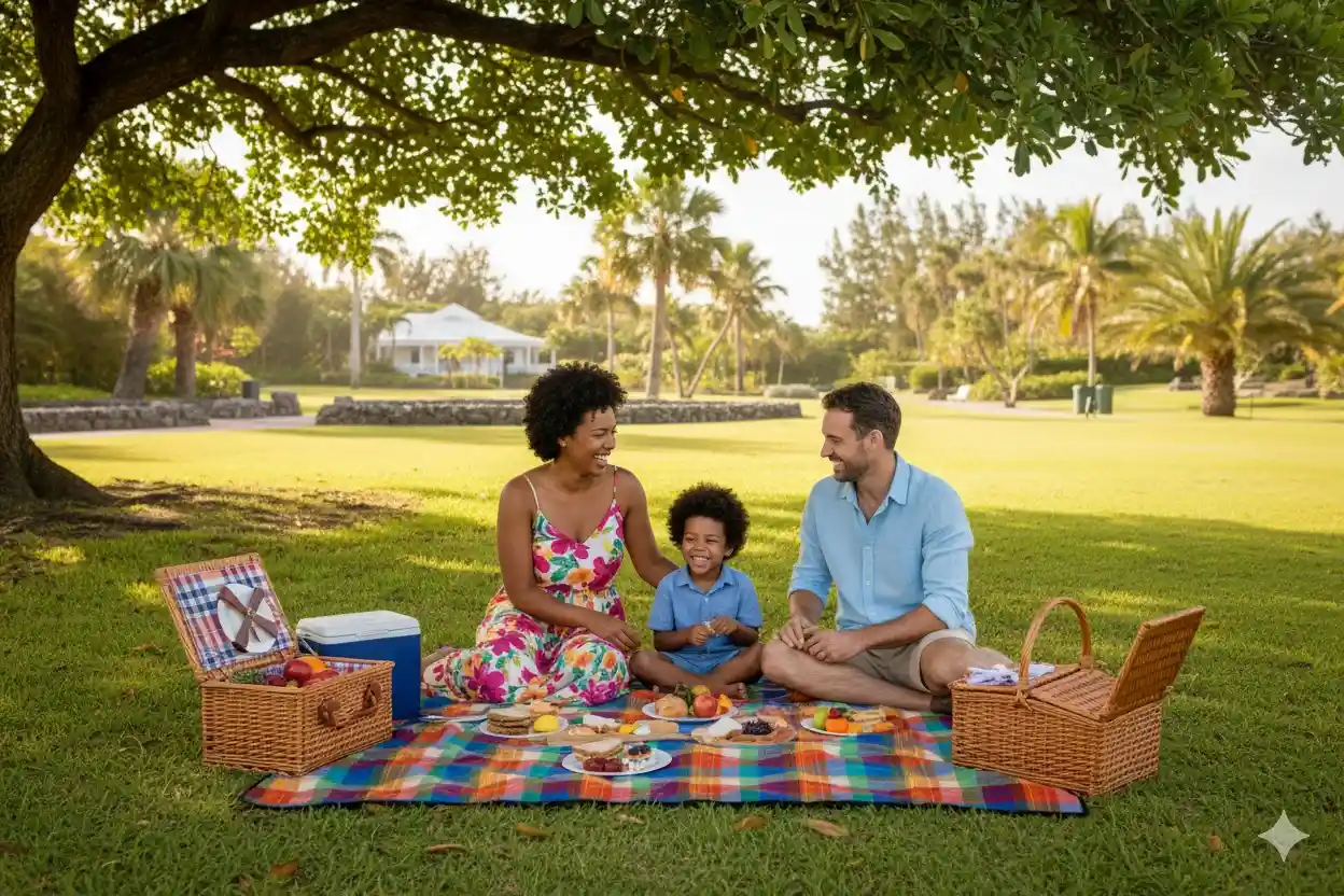 Diverse family enjoying a picnic in the park